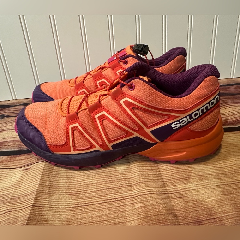 Salomon Speed Cross Trail Kids Running Shoes Orange Coral Acai Rose Violet